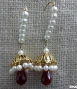 Long_Hook_Pearl_Jhumka_Red_Faceted_Drop