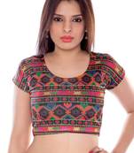 Multicolour printed lycra fabric stitched blouse