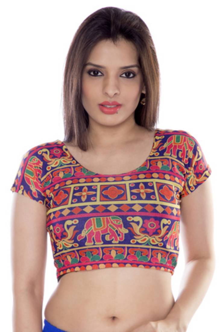 Pink printed lycra fabric stitched blouse