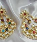 Navratana kundan and pearls earrings