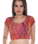 Orange printed lycra fabric stitched blouse
