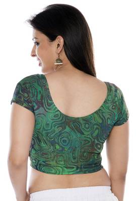 Green printed lycra fabric stitched blouse 4