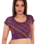 Maroon printed lycra fabric stitched blouse