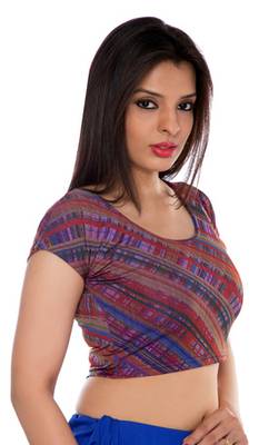 Maroon printed lycra fabric stitched blouse 3