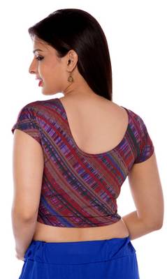 Maroon printed lycra fabric stitched blouse 4