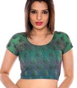 Teal printed lycra fabric stitched blouse