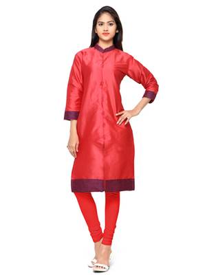 red beads silk stitched kurti 1