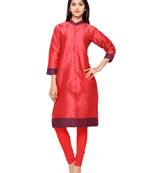 red beads silk stitched kurti