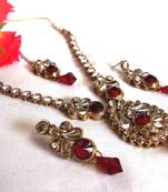 Maroon drop Kundan Necklace Set