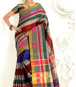 grey woven cotton silk saree with blouse