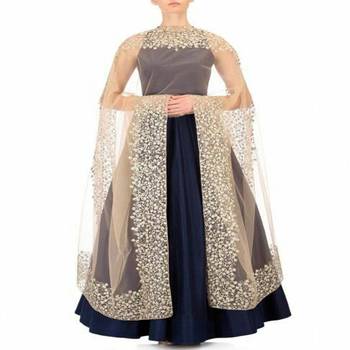 Blue plain bhagalpuri silk semi stitched salwar with dupatta 1