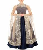 Blue plain bhagalpuri silk semi stitched salwar with dupatta
