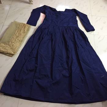 Blue plain bhagalpuri silk semi stitched salwar with dupatta 2