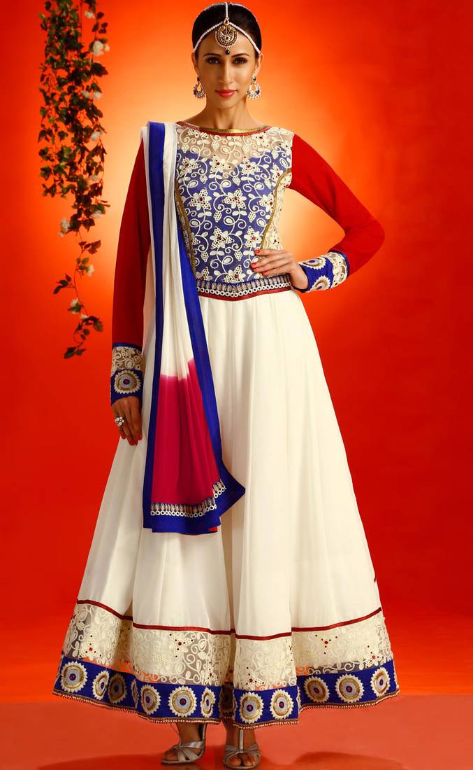 Melodic off wight & read Anarkali Salwar Suit