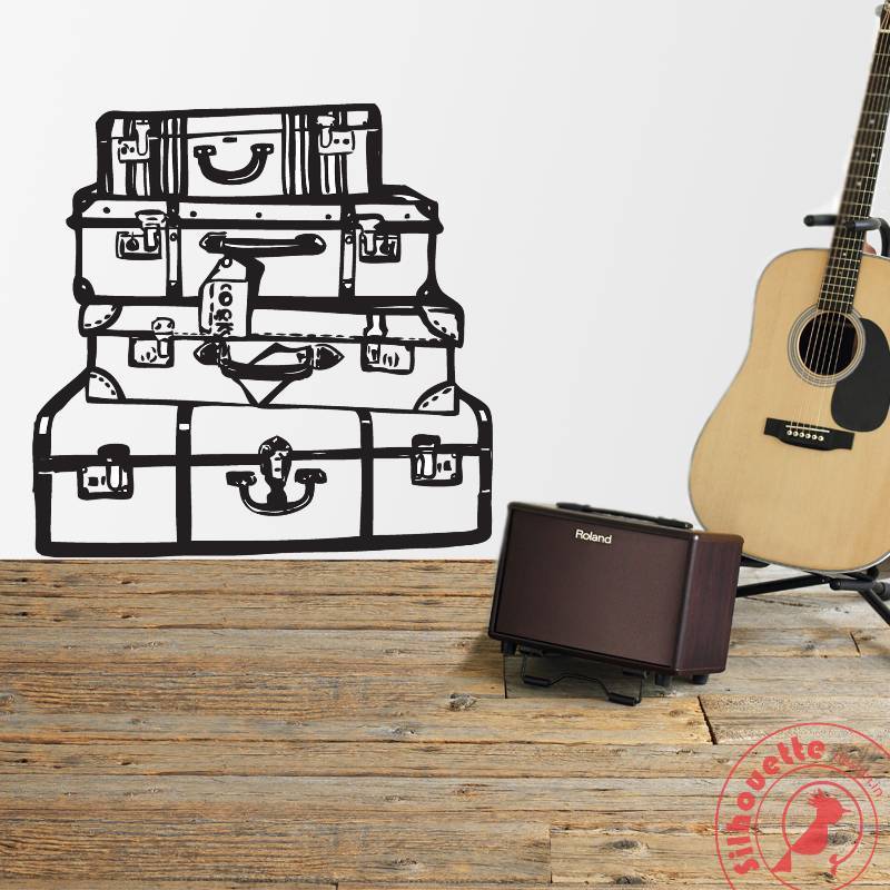 Suitcase Pile wall stick on