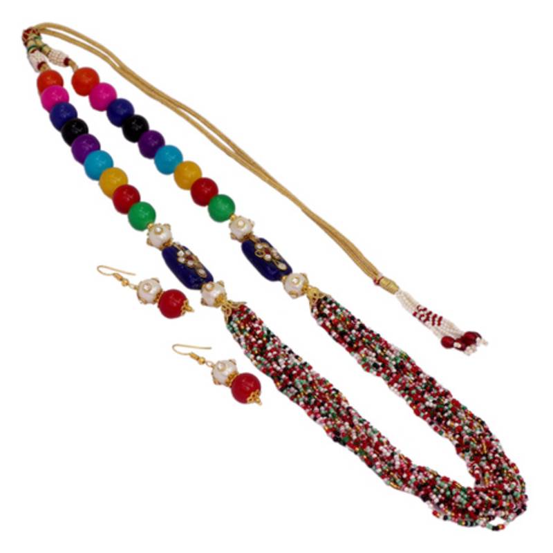 Multi Color Puwai Work Indian Fashion Women Neckalce Set
