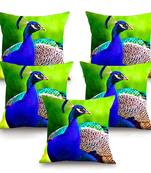 Peacock HD Digital Premium Cushion Cover - Set of 5 (16 x 16 Inch)