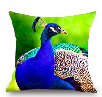 Peacock HD Digital Premium Cushion Cover - Set of 5 (16 x 16 Inch) 2