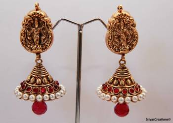 Lakshmi Studded Stone Gold Pearl Layered Jumka - Kemp 1