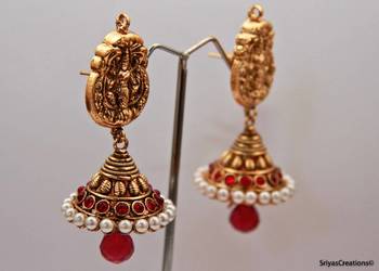 Lakshmi Studded Stone Gold Pearl Layered Jumka - Kemp 2