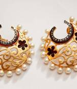 Half Hoop Embellished Filigree Earrings - Red