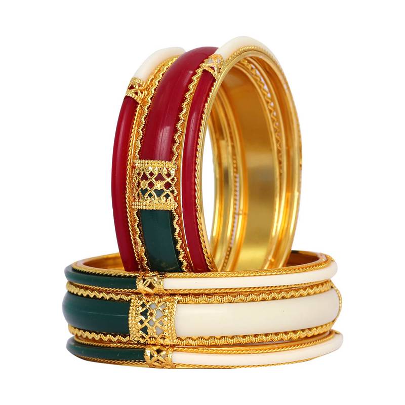 Gold Plated Multicolor Bangle Piece Of six Jewellery Jaipur Mart