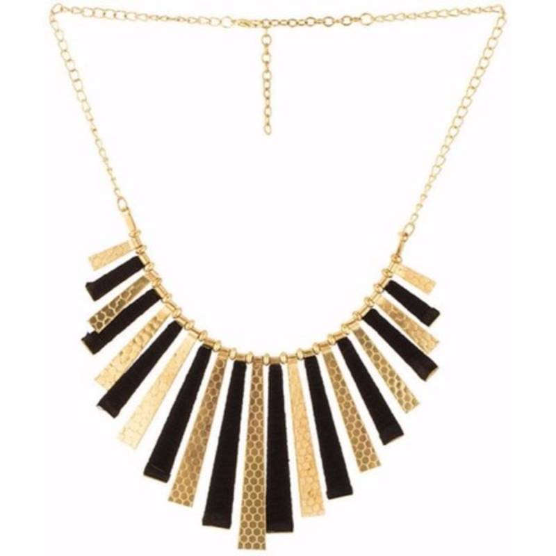 Trendy Gold Plated Black Fancy Party Wear Statement Necklace for Girls and Women