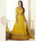 Amazing yellow designer shraddha kapoor anarkali attire