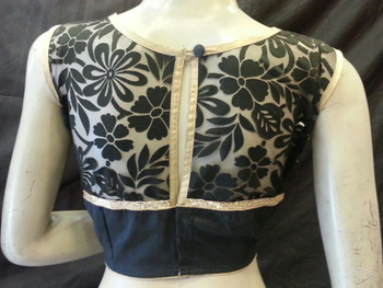 Black emboss net blouse 1