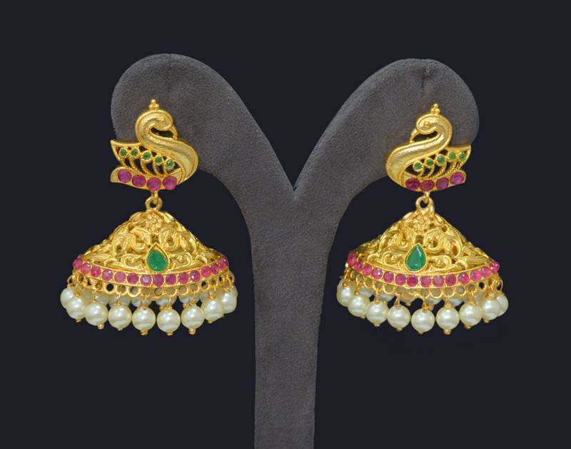 traditional temple design jhumka screwback type
