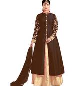 Brown embroidered art silk salwar