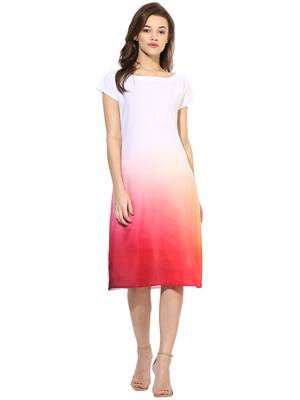 White printed crepe  stitched kurti 1