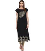 black printed crepe stitched kurti
