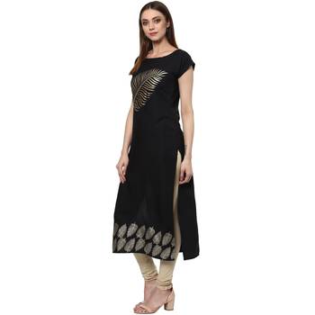 black printed crepe stitched kurti 2