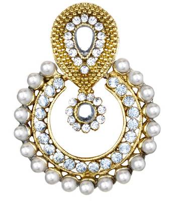 Ramleela Movie Bollywood Pearl Chandbali  Emerald   Earrings 3
