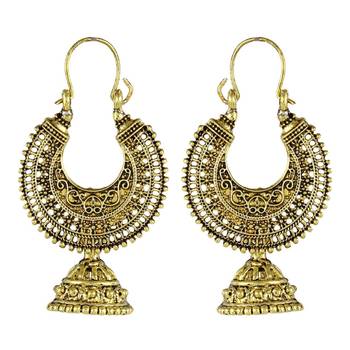 Gold Bali Hoop Jhumka   Earrings 1