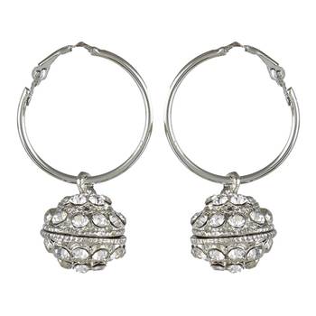 Silver White Metal Hoop Elegant Earrings 1
