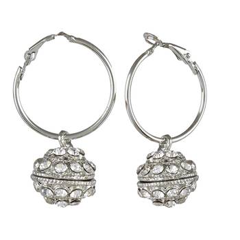 Silver White Metal Hoop Elegant Earrings 2