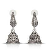 Silver Black Metal Oxidised Jhumki Earrings