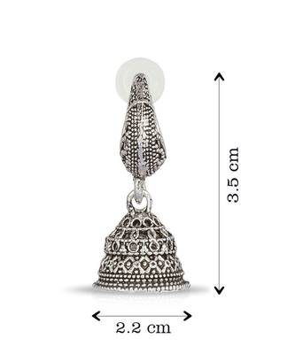 Silver Black Metal Oxidised Jhumki Earrings 3