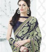 Hitansh Fashion Green Pure Chiffon Embroidered Saree
