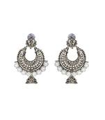Silver Chandbali Jhumka Pearl Earrings