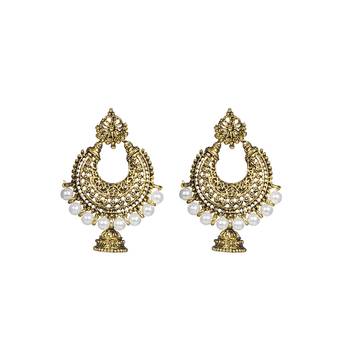 Gold Chandbali Jhumka   Earrings 1