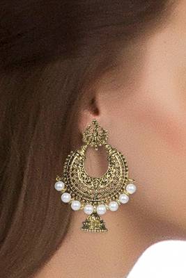 Gold Chandbali Jhumka   Earrings 3