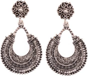 Silver Black Metal Antique Look Drop  Earrings 1