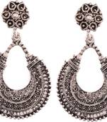 Silver Black Metal Antique Look Drop  Earrings