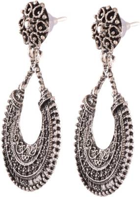 Silver Black Metal Antique Look Drop  Earrings 2