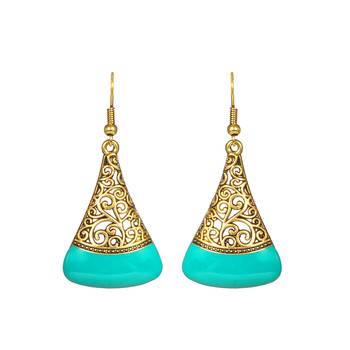 Blue Drop Textured  Earrings 1