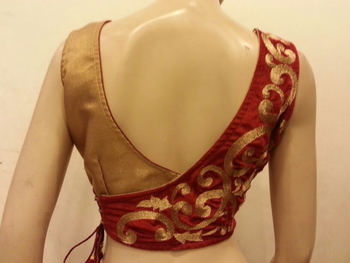 stunning maroon velvet and golden blouse. 1
