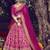 Dark rani pink embroidered silk unstitched lehenga